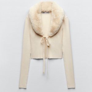 zara faux fur collar cardi ☁️